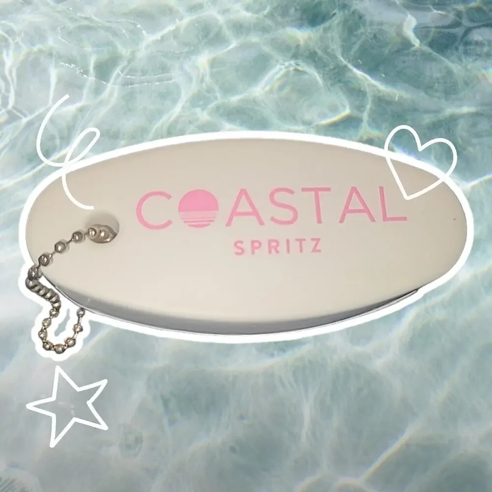 Coastal Spritz Wine In A‎ Can Promotional Floating Boat Keychain Foam White Pink